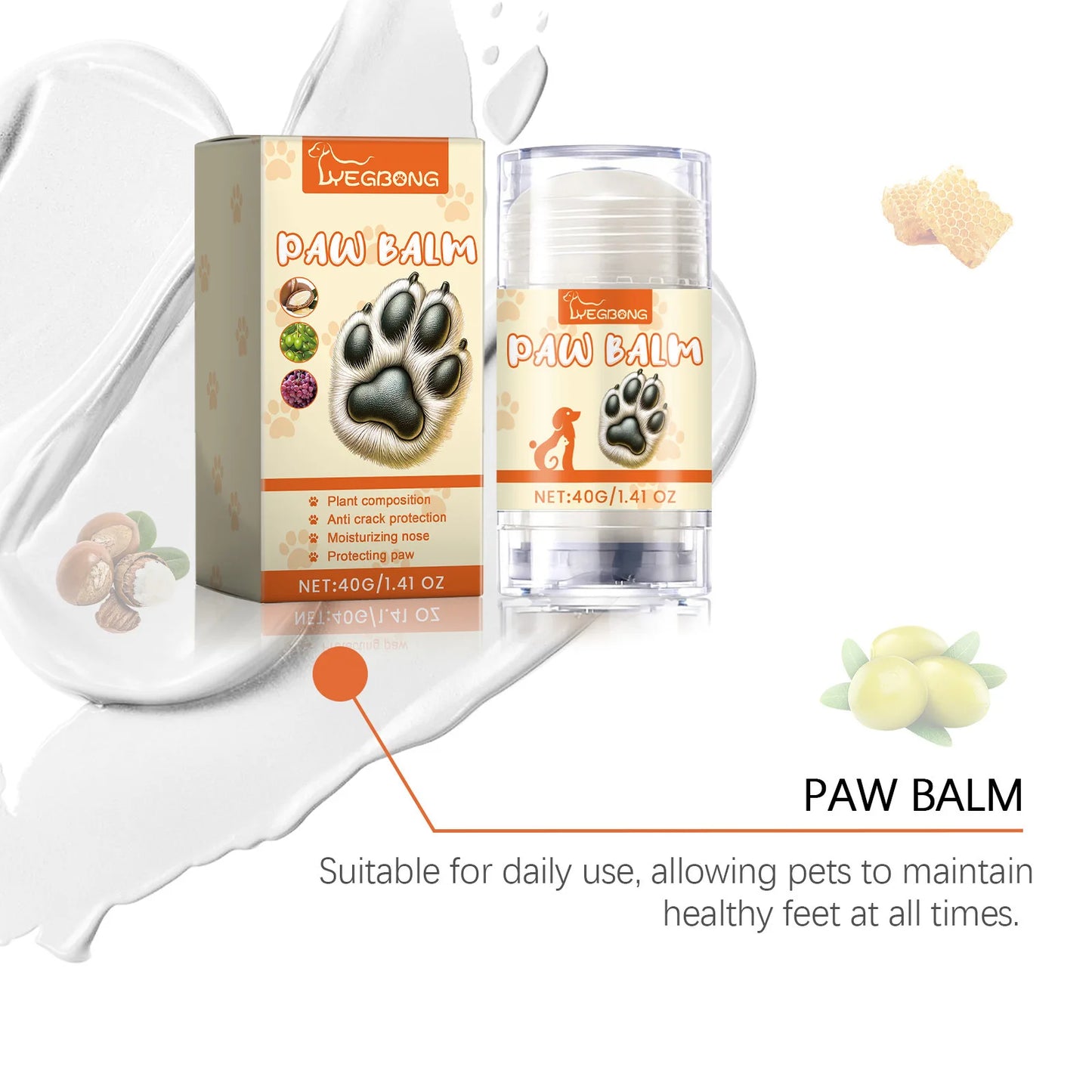 Pet Paw Balm Noses Paws Moisturizer Repair Dry Cracked Cat Foot Care Protector Lick Safe Repair Dry Cracked Dog Care Supplies