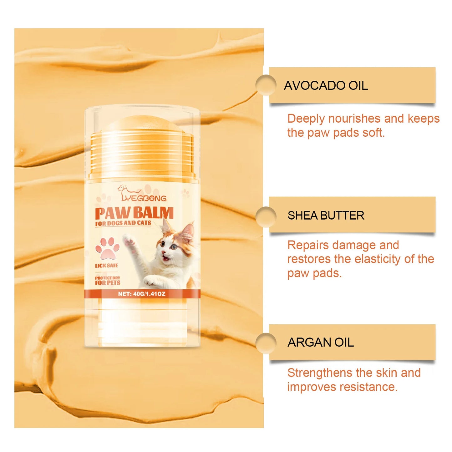 Pet Paw Balm Noses Paws Moisturizer Repair Dry Cracked Cat Foot Care Protector Lick Safe Repair Dry Cracked Dog Care Supplies