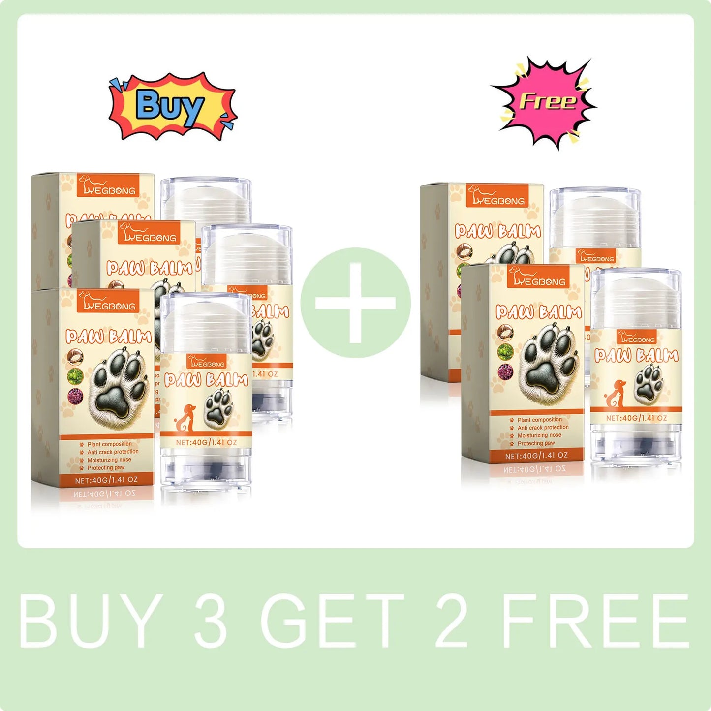 Pet Paw Balm Noses Paws Moisturizer Repair Dry Cracked Cat Foot Care Protector Lick Safe Repair Dry Cracked Dog Care Supplies