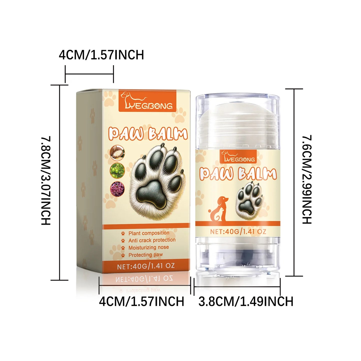 Pet Paw Balm Noses Paws Moisturizer Repair Dry Cracked Cat Foot Care Protector Lick Safe Repair Dry Cracked Dog Care Supplies