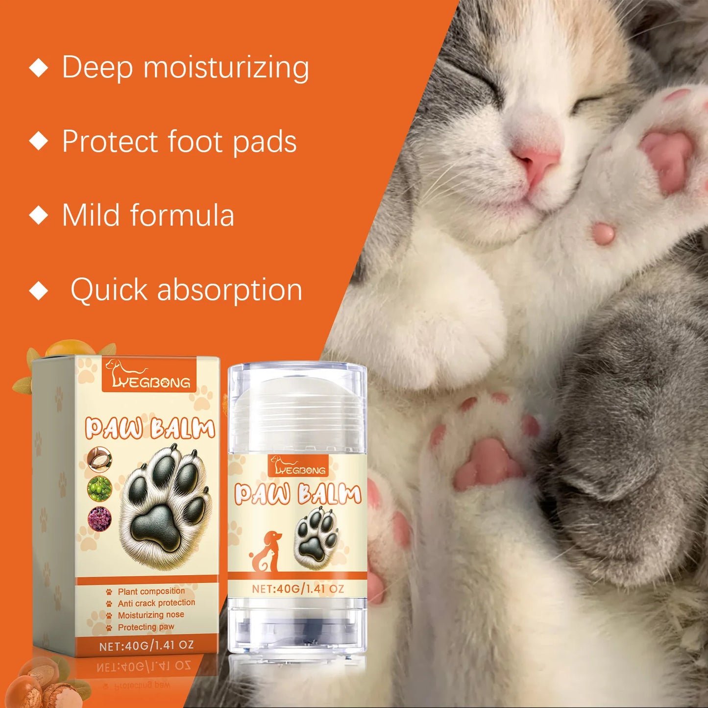 Pet Paw Balm Noses Paws Moisturizer Repair Dry Cracked Cat Foot Care Protector Lick Safe Repair Dry Cracked Dog Care Supplies