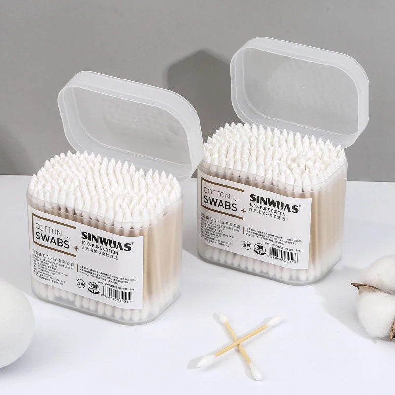 200Pcs Ear Clean Cotton Swabs